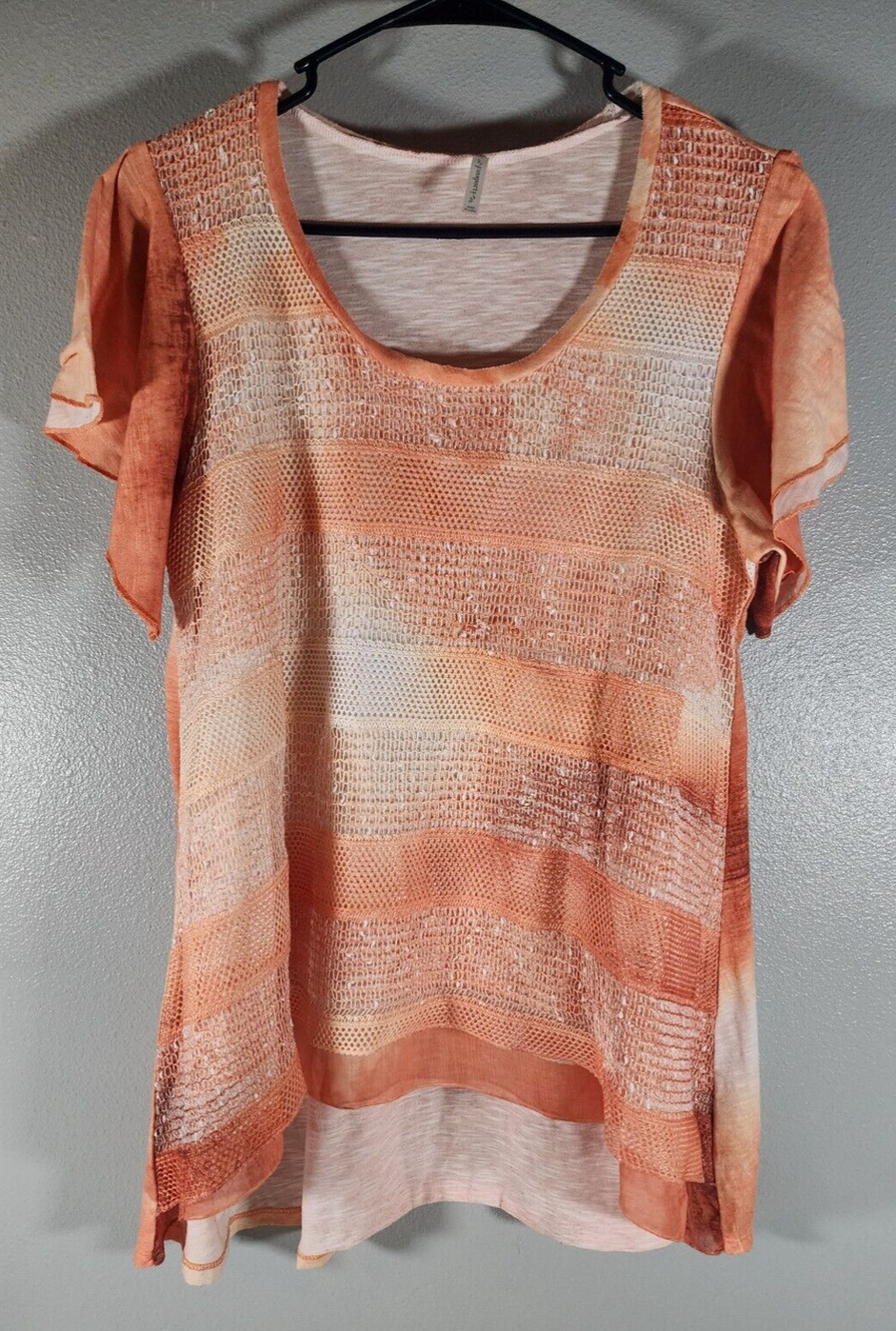 Passport Womens Org/Wht Tye Dye Stripe Shirt Size L